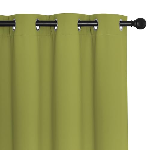 NICETOWN Patio Blackout Curtain Panels - Extra Wide Sliding Door Thermal Insulated Drape, Privacy Room Divider Curtain for Bedroom Office (Fresh Green, 66 x 118 Inch Long)