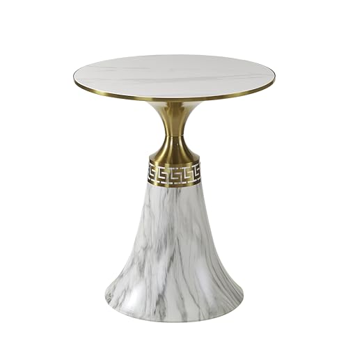 Image of The Attic Aurora Marble Top End Table Luxury Modern Look,Ivory Marble Effect