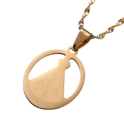 Pendentif colliers Notre-Dame d'Aparecida : ne ternit pas, chaîne croix incluse