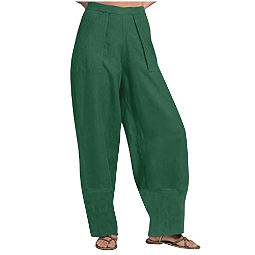 BAIYUEGUANG leinenhose damen sommerhose damen leicht leinenhose damen sommer sommerhosen damen chino damen hose umstandshose kurz arbeitshose damen kurz weiße hose damen kurze radlerhose damen Cover