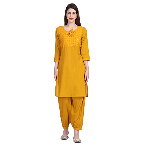 Image of Women Kurti Set With Salwar | Cotton Short Kurta