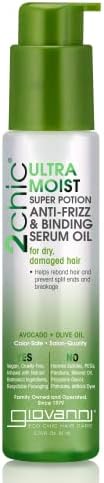 GIOVANNI 2chic Ultra-Moist Super Potion, 2.75 oz. - Anti Frizz Binding Serum, Rebond Prevent Split Ends, Avocado & Olive Oil, Aloe Vera, Shea Butter, Botanical Extracts, No Parabens, Color Safe