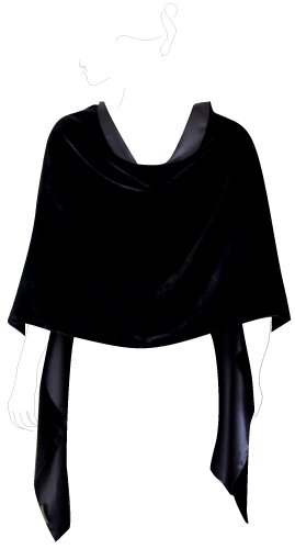 JennyJames Luxury Silk Base Velvet Stole, Pure Silk Lining, 79" L X 26" W, Solid Black, US Made2