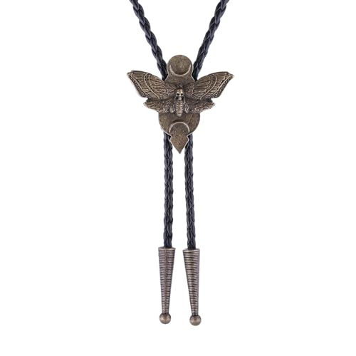 Image of Btilasif Bolo Tie for Men Women, Western Cowboy Bolo Tie, Skull Butterfly Necklace Neckties, Cowboy Accessories Western Gifts for Men Women, Bronze