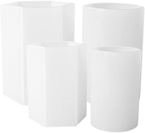 Operitacx 4 moldes hexagonales para velas de pilar moldes de silicona de resina epoxi para hacer velas de cera jabones arcilla polimérica