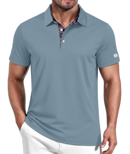 Image of ZITY Golf Shirts for Men Short Sleeve Moisture Wicking Solid Performance Designed Print Collared Casual Polo Shirt