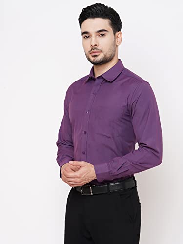 Image of MARKRICH Men's Textured Slim Solid Stylish Cotton Shirt Crafted with Comfort Fit Everyday Buttoned Single Pocket Design |Spread Collar & Full Sleeves for Formal & Casual Wear