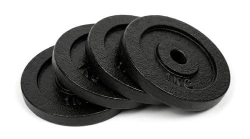 Image of Cast Iron Weight Plates for Home Gym (Centre Hole 30mm)- Standard Gym Plates for Strength Training, Durable & Rust-Resistant, Multiple Weight Options | From the House of Healthycliq | Sedex Certified | Bodybuilding Fitness And Core Fitness (4KG (1KG X 4), Cast Iron)