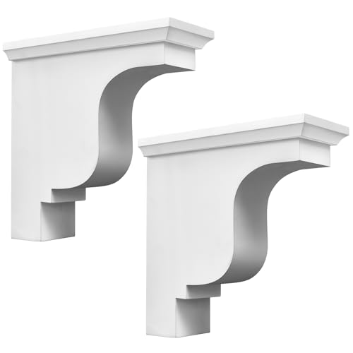 Image of Briwooody 2 Pcs Unfinished Paintable Corbels Bracket for Doorway Countertop Home Cabinet Bookshelves Furniture Support PU (4 1 /8 W X 10 1 /2 D X 10 1 /2 Inch H,Classical Style)