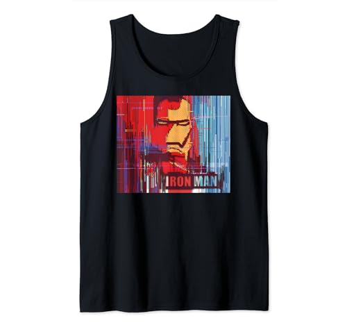 Marvel Iron Man Glitched Poster Tank Top en coton respirant imprimé graphique