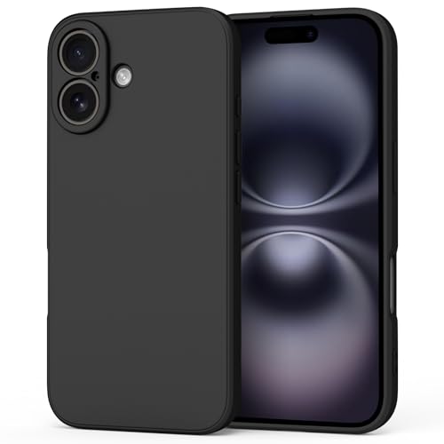 Tobfit Funda iPhone 16, Ultrafina Suave Silicona Caso Delgada Anti-Choques Antiarañazos Carcasas, Protectora de Cuerpo Completo Case con Forro de Microfibra para iPhone 16 6,1' (Negro)