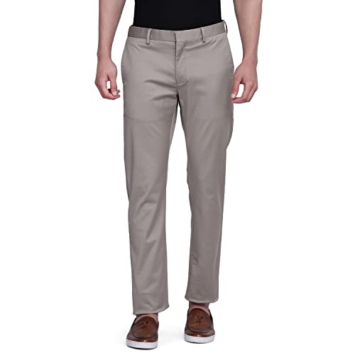 Image of blackberrys Solid Cotton Stretch Slim Fit Mens Trousers