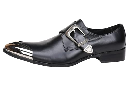 Santimon Loafers Men Smoking Slipper Leather Metal Tip Buckle Moccasin Mens Dress Shoes3