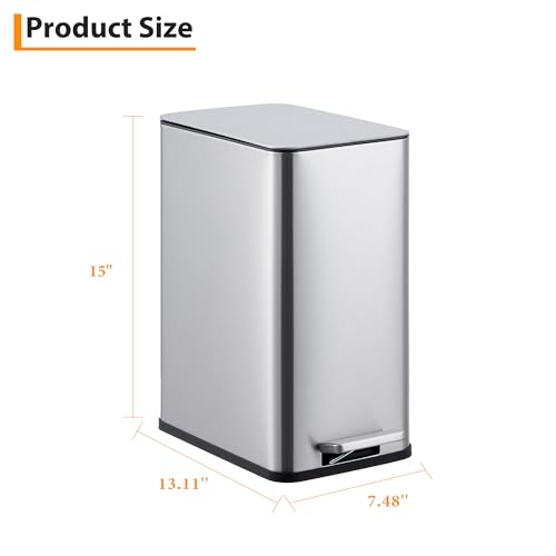 Caneca de basura rectangular 10L acero inoxidable miniatura 3