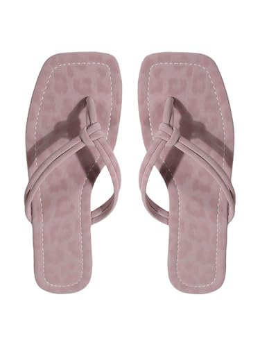 Image of GORGLITTER Women's Flip Flops Flat Sandals Dressy Metallic Square Toe Thong Vacation Summer Weeding Slides Sandals