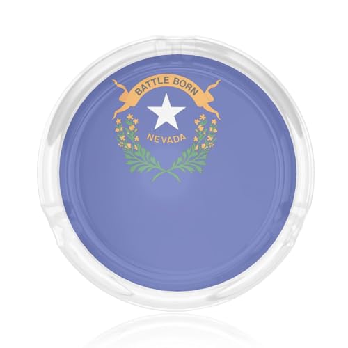 Nevadas statsflagga tryck rund glasklar askfat för hemmakontor uteplats sovrum mötesrum dekorativt