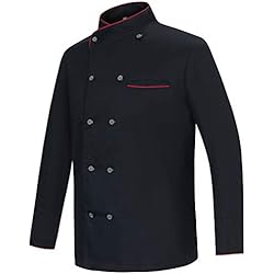 Uniformes Camareros Elegantes MISEMIYA - Casaca Cocina Uniforme Bar Restaurante HOSTELERÍA DE Chef Cocinero Bar Restaurante Mangas LARGAS - Ref.842B - L, Negro