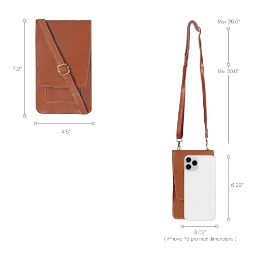 Image of Oak Leathers Small Crossbody Bag For Women - Mini Cell Phone Purse - Crossover Wallet Bag With Adjustable Shoulder Strap