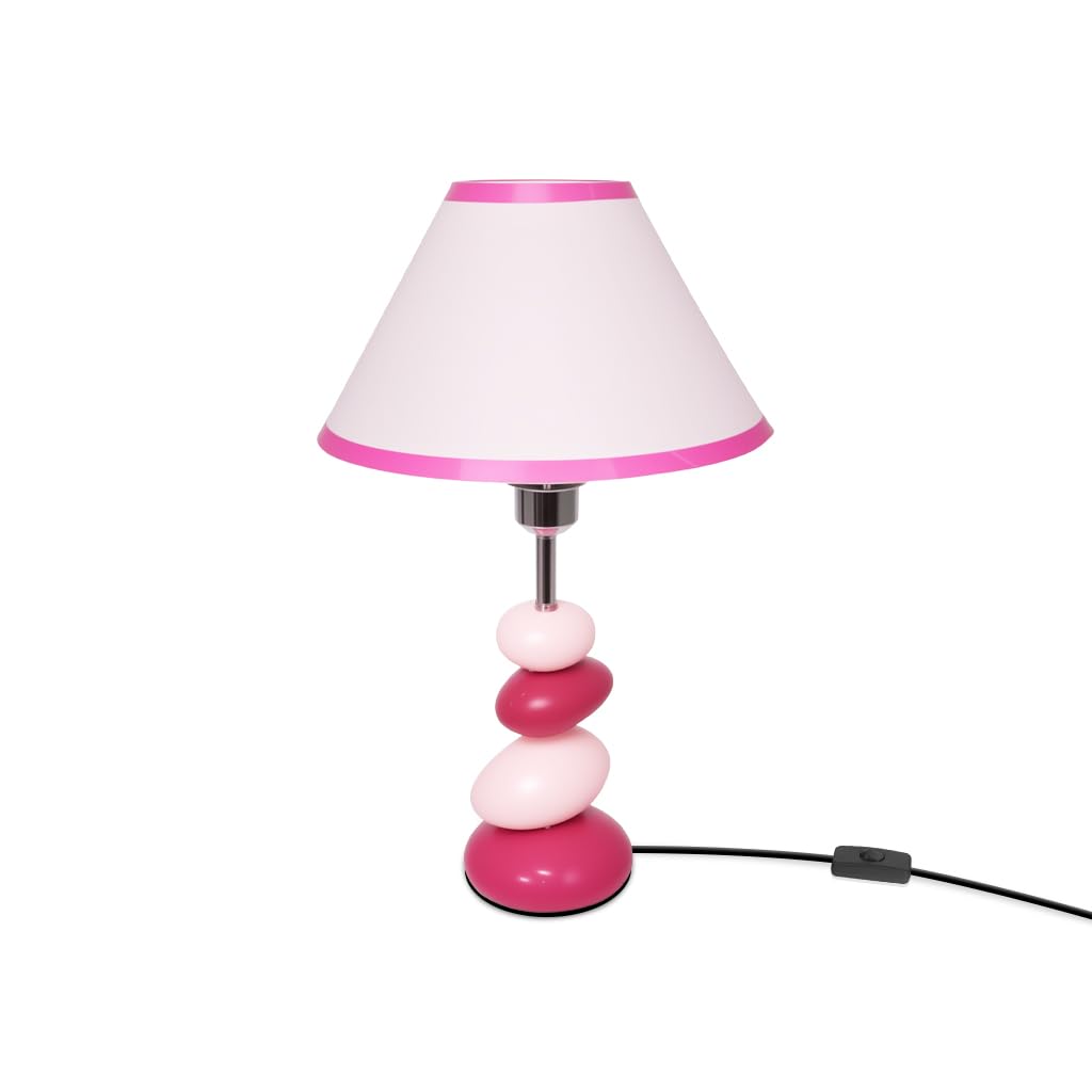 Lampada da tavolo Galet Rosa,Lampada da comodino in resina per camera da letto della ragazza,Camera da letto e ufficio,Lampade da ufficio moderne per leggere e lavorare,Lampadina E27 richiesta