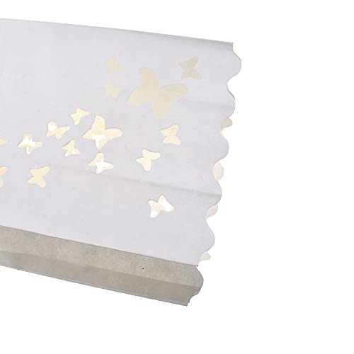 Hao Pro 5.9X10X3.6Inch Luminary Bags With Butterfly Cutouts Flickering Glow Luminaries Stay Sturdy Reusable Easy Fold Back Thick Paper Beige 10 Pcs For Wedding Valentine Party Garden Driveway #TOP5