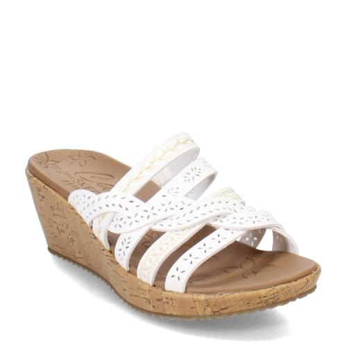Skechers Beverlee-New Resort, Sandalias con cuña Mujer, Blanco Opulento Jardín, 36 EU
