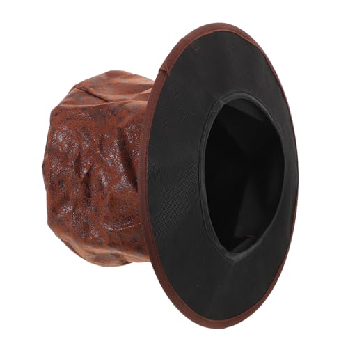 UKCOCO Sombrero de Copa Alto de Terciopelo Marrón para Hombres, Sombrero Steampunk Vintage de Actuación y Disfraz, Accesorio Festivo para Cosplay y Eventos Escénicos