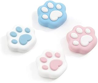 GeekShare Cat Paw Shape Thumb Grip Caps Soft Silicone Joystick Cover Compatible with Nintendo Switch /OLED/ Switch Lite,4PCS (Pink & Blue)