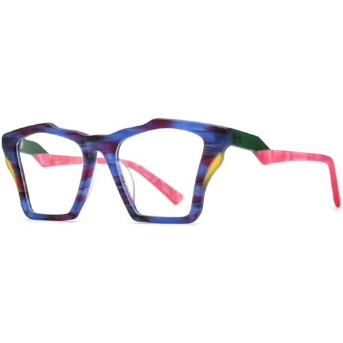 Image of HEPIDEM Gradient Multicolor Acetate Glasses Frame Women Big Oversize Eyeglasses 2023 New Spectacles Eyewear