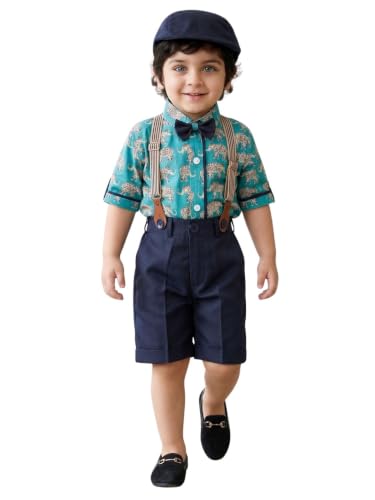 Image of AJ DEZINES Kids Casual Wear Clothing Cotton Shirt Short Set For Boys