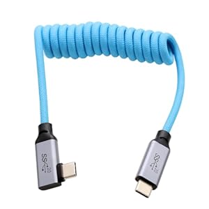 HangTon USB Typ C Kabel USB 3.2 PD 100W 4K für SSD BMPCC ZCAM R5C R6 A7C FX3 Kamera iPhone 15 Pro Max Laptop Monitor Monitor rechtwinklig geflochten Spiral 30cm