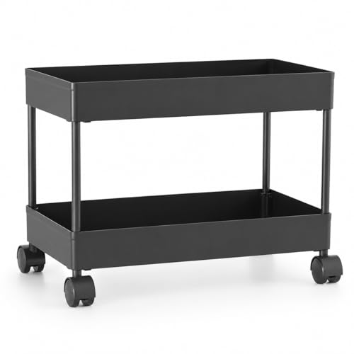 Image of wall love Plastic Storage Rack Trolley with Wheels for Kitchen, Bathroom & Bedroom - Multipurpose Organizer Shelf Rack for Fruits, Toiletries, Snacks and Household Storage (2 Layer)