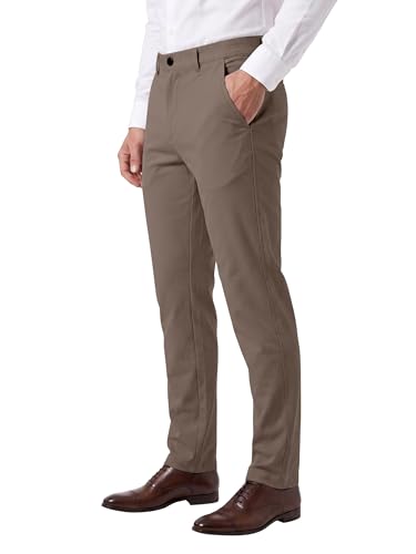 Image of Mehrang Men's Slim Fit Casual Mid Rise, Cotton Blend Trousers, Side Pockets || Classic Slim Fit Chino Pants || Business Casual Dress Trousers
