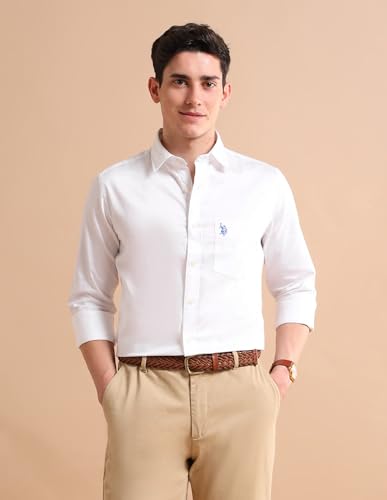 Image of U.S. Polo ASSN. Tailored Fit Formal Shirts for Men - 100% Cotton, Full Sleeve Mens Casual Shirts