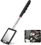 Phyxiul 伸縮式点検鏡 車修理点検鏡 LEDライト付き 棒付きミラー 伸縮 295～730mm 360度 回転 調整 点検ミラー 修理