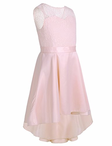 iiniim Kids Big Girls Floral Lace Splice High Low Hem Junior Wedding Bridesmaid Dress Prom Party Ball Gowns3