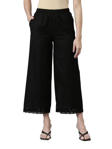 Image of GO COLORS Soft Linen Wide Pant Full Length for Women| Breathable, Mid Rise