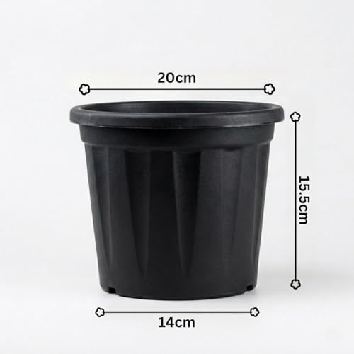 Image of 7 Inch Heavy Duty Plastic Planter | Grower Pot /Garden Pot for Home & Garden (Black) (Pack of 6)