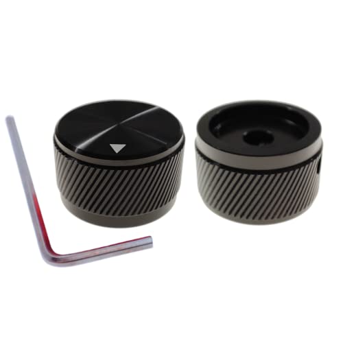 Szliyands 2 Pack Aluminum Rotary Electronic Control Potentiometer Knob ,For 0.23'' Diameter Shaft, 0.98'' Dia, 0.61'' H, Guitar Knob, Audio Knob, Volume Control Knob(Black) #TOP5