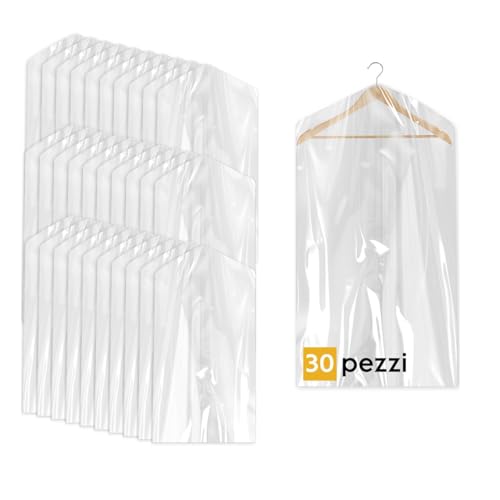EOPONO® 30 Custodie per Abiti 60x100cm Trasparenti - Sacchetti Vestiti Armadio Antipolvere per Tintorie, Giacche e Camicie (30pz 60x100)