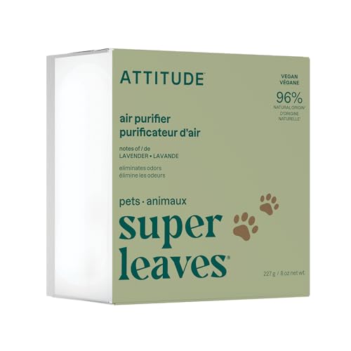 ATTITUDE Air Purifier with Activated Carbon Filter Plant- and Mineral-Based Ingredients Traps Pet Odors and Pollutants Vegan Lavender 227 grams 8 ounce
