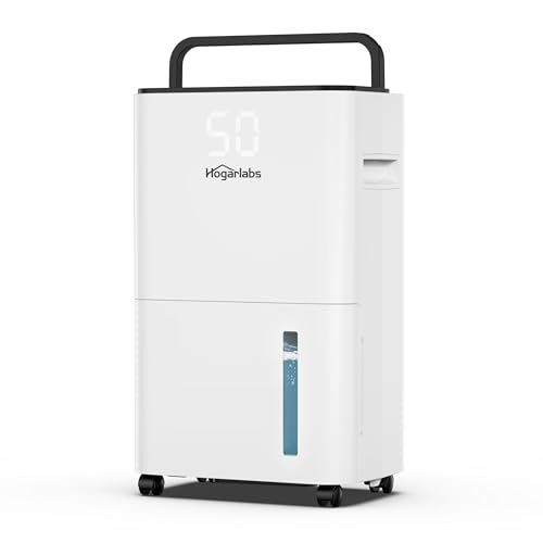 Image of HOGARLABS 32 Pints Home Dehumidifier for Basement Continuous Dehumidify, Intelligent Humidity Control,Smart Dehumidifier with Drain Hose for Liveroom, Bedroom & Bathroom.
