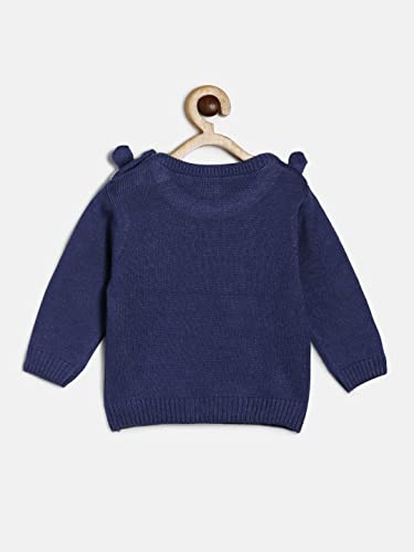 Image of miniklub Baby Round Neck Full Sleeve Knitted Acrylic Sweater (Navy Color)