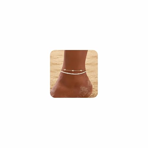 RLMOON Gold Silver Anklets for Women Waterproof CZ Ankle Bracelets by RLMOON - Used condition - US$11.70