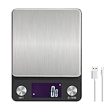 NEXT-SHINE Rechargeable Kitchen Scale 11lb, 9 Measurement Units with 0.1g 0.01oz Precise Graduation, Gram and Ounces for Food Baking Postal Parcel, Black