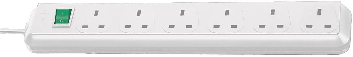Brennenstuhl Eco-Line, 6-way extension lead with power switch and 1.5m cable, extremely energy-efficient, colour: white