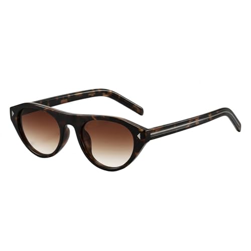 Image of EBJDE Trendy Retro Oval Sunglasses for Women Vintage Cat Eye Frame with UV400 Protection for Traveling or Driving(Tortoise Shell/Gradient Brown Lens)