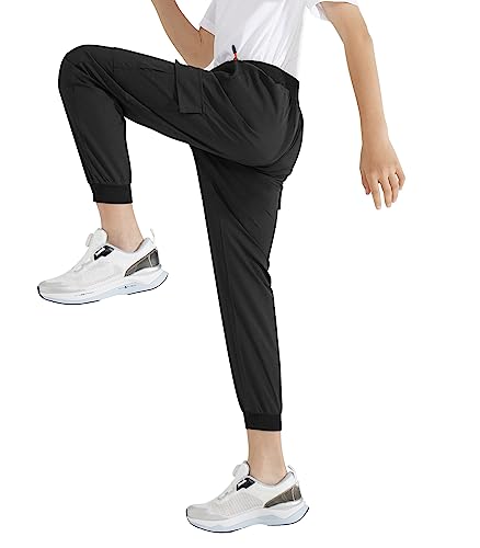 Dizoboee Boys Cargo Jogger Pants, Kids Hiking Pants Lightweight Quick Dry Joggers Active Pants, Black, S #TOP26