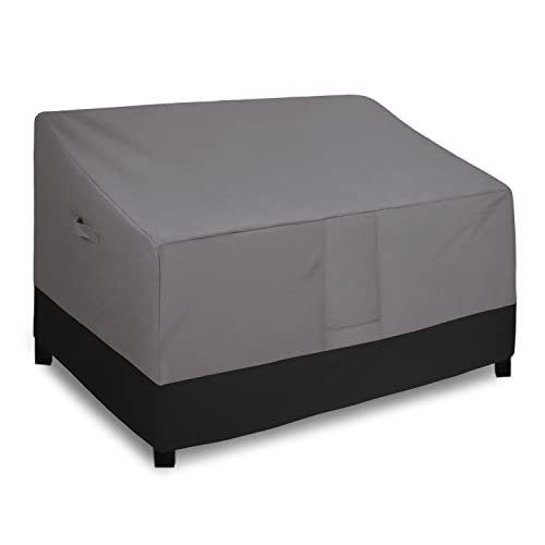 Easy-Going Waterproof Outdoor Loveseat Cover - Heavy Duty 2-Seater Patio Couch Cover, Windproof with Air Vent (58Wx32.5Dx31H inch, Gray/Black) by Easy-Going - Used condition - US$29.46