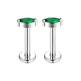 ENONTY 1 par de aretes de titanio G23 de 16 G, sin rosca, para labio, tragus, hélice, lóbulo, rook, cartílago, empuje, para hombres y mujeres, S, Titanio, Circonia cúbica