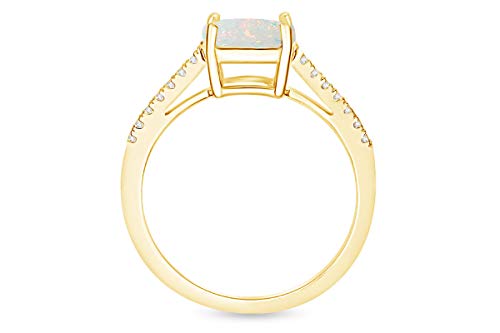 AFFY 14k Gold Over Sterling Silver Lab Created Opal And Simulated White Sapphire Solitaire Engagement Bridal Ring Jewelry For Women Birthday4